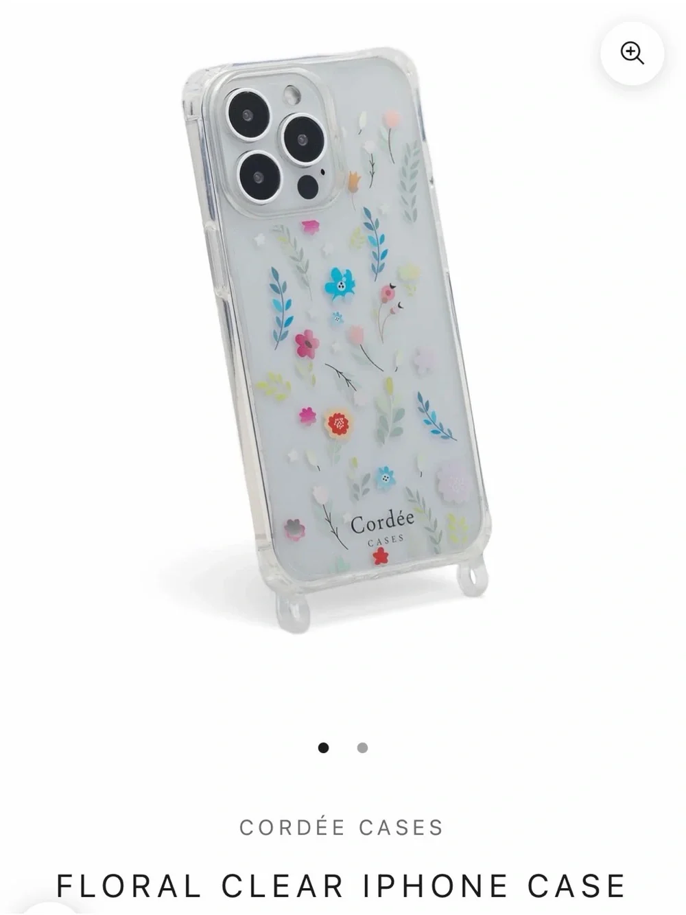 Cordee Floral Clear iPhone 14 Pro Case with Blue Lagoon Phone Chain